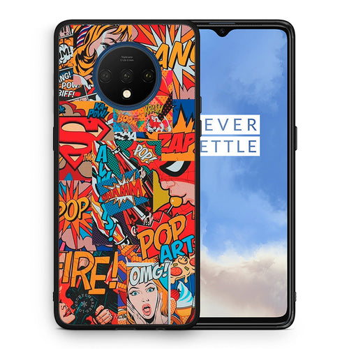 Θήκη OnePlus 7T PopArt OMG από τη Smartfits με σχέδιο στο πίσω μέρος και μαύρο περίβλημα | OnePlus 7T PopArt OMG case with colorful back and black bezels