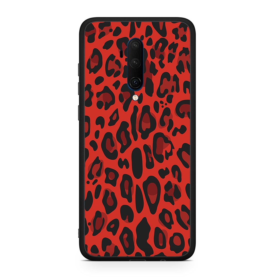 OnePlus 7T Pro Red Leopard Animal θήκη από τη Smartfits με σχέδιο στο πίσω μέρος και μαύρο περίβλημα | Smartphone case with colorful back and black bezels by Smartfits