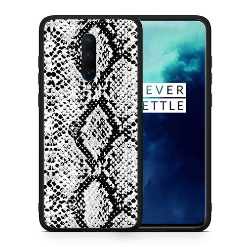 Θήκη OnePlus 7T Pro White Snake Animal από τη Smartfits με σχέδιο στο πίσω μέρος και μαύρο περίβλημα | OnePlus 7T Pro White Snake Animal case with colorful back and black bezels