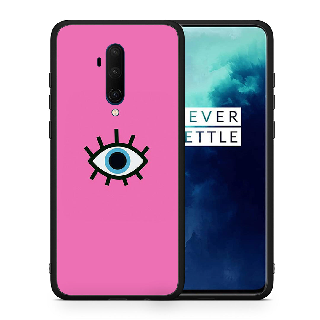 Θήκη OnePlus 7T Pro Blue Eye Pink από τη Smartfits με σχέδιο στο πίσω μέρος και μαύρο περίβλημα | OnePlus 7T Pro Blue Eye Pink case with colorful back and black bezels