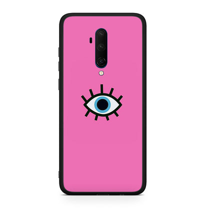 OnePlus 7T Pro Blue Eye Pink θήκη από τη Smartfits με σχέδιο στο πίσω μέρος και μαύρο περίβλημα | Smartphone case with colorful back and black bezels by Smartfits
