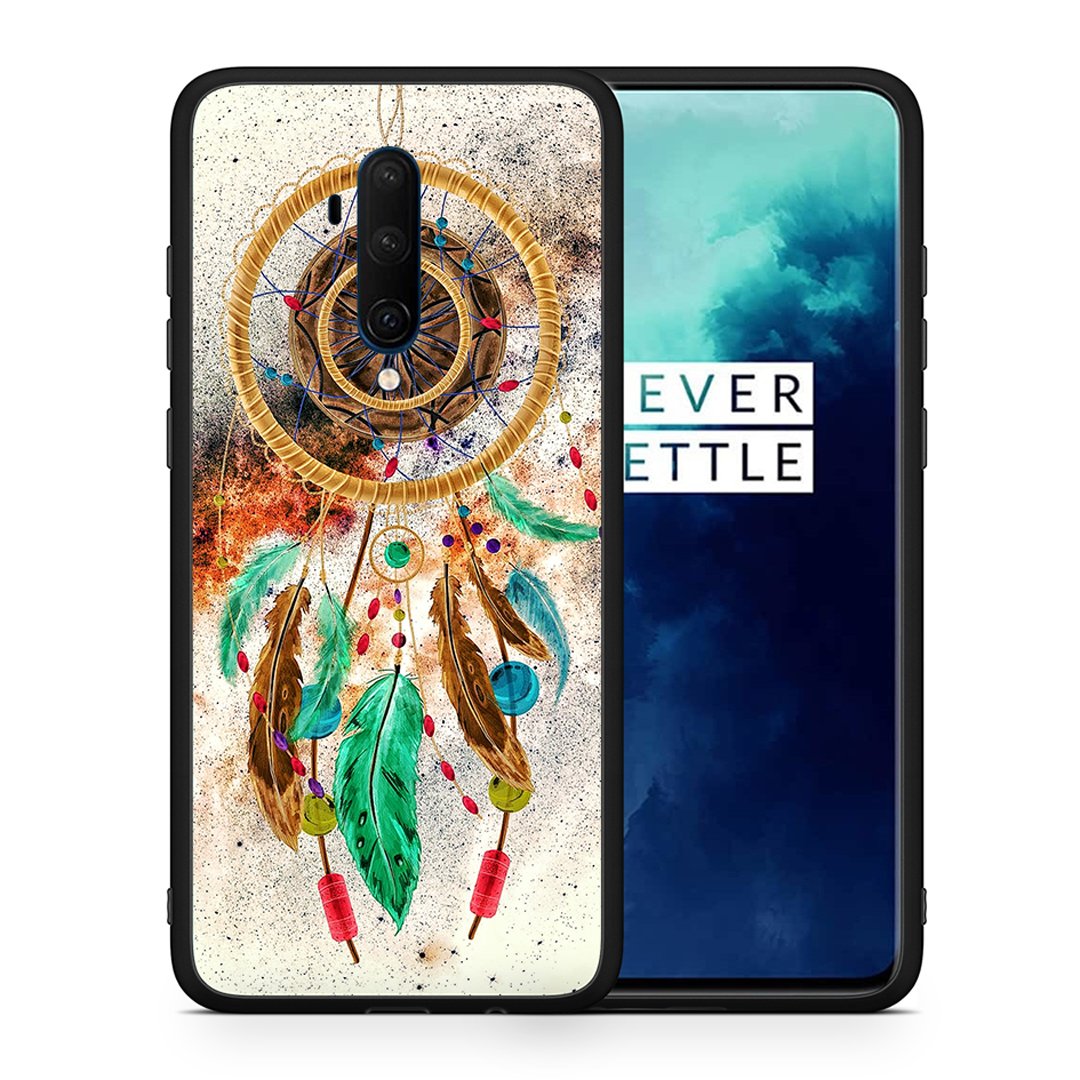 Θήκη OnePlus 7T Pro DreamCatcher Boho από τη Smartfits με σχέδιο στο πίσω μέρος και μαύρο περίβλημα | OnePlus 7T Pro DreamCatcher Boho case with colorful back and black bezels