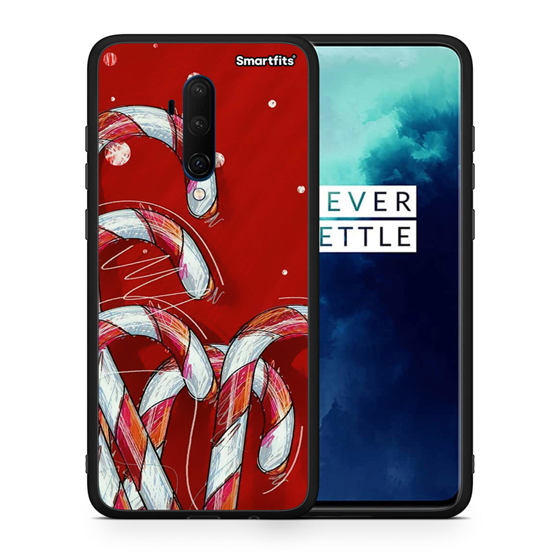 Θήκη OnePlus 7T Pro Candy Cane από τη Smartfits με σχέδιο στο πίσω μέρος και μαύρο περίβλημα | OnePlus 7T Pro Candy Cane case with colorful back and black bezels