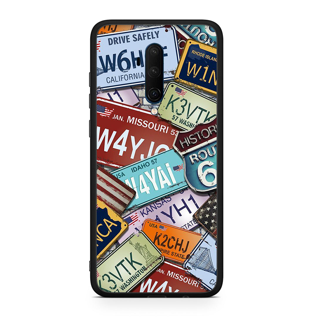OnePlus 7T Pro Car Plates θήκη από τη Smartfits με σχέδιο στο πίσω μέρος και μαύρο περίβλημα | Smartphone case with colorful back and black bezels by Smartfits