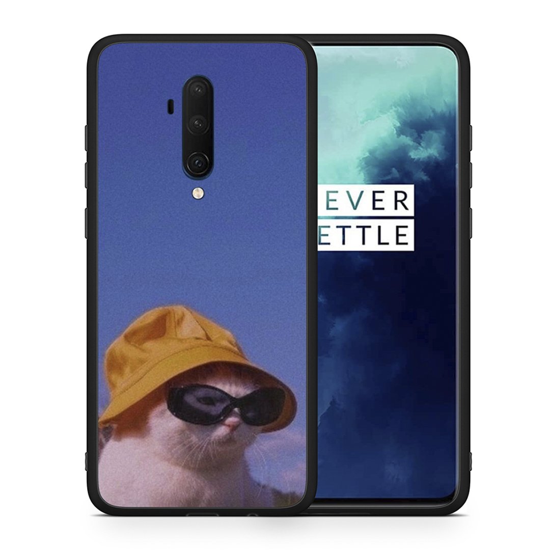 Θήκη OnePlus 7T Pro Cat Diva από τη Smartfits με σχέδιο στο πίσω μέρος και μαύρο περίβλημα | OnePlus 7T Pro Cat Diva case with colorful back and black bezels