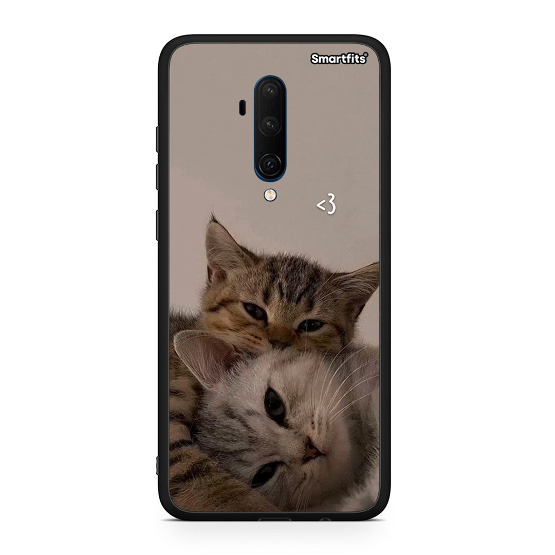 OnePlus 7T Pro Cats In Love Θήκη από τη Smartfits με σχέδιο στο πίσω μέρος και μαύρο περίβλημα | Smartphone case with colorful back and black bezels by Smartfits
