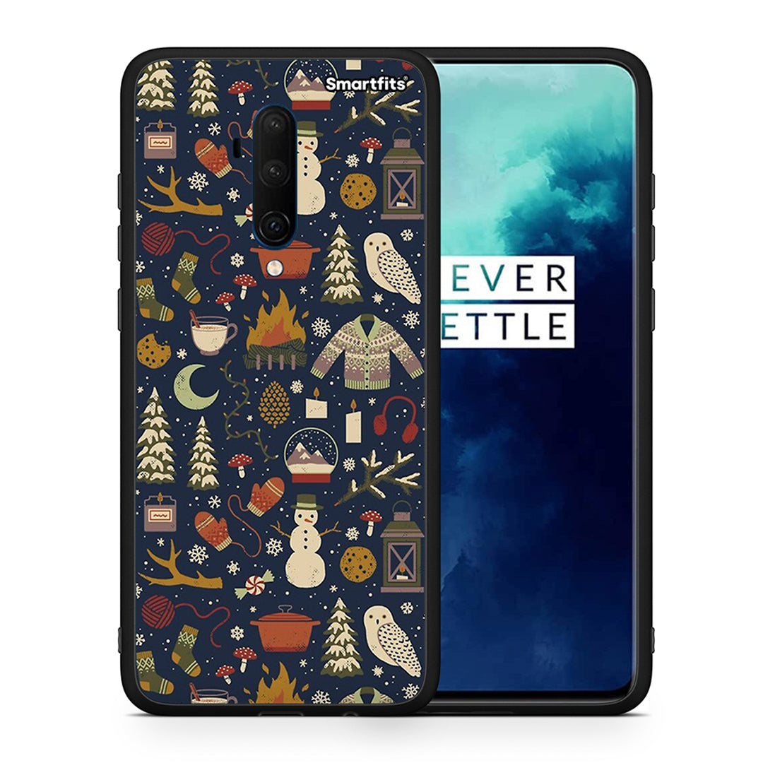 Θήκη OnePlus 7T Pro Christmas Elements από τη Smartfits με σχέδιο στο πίσω μέρος και μαύρο περίβλημα | OnePlus 7T Pro Christmas Elements case with colorful back and black bezels