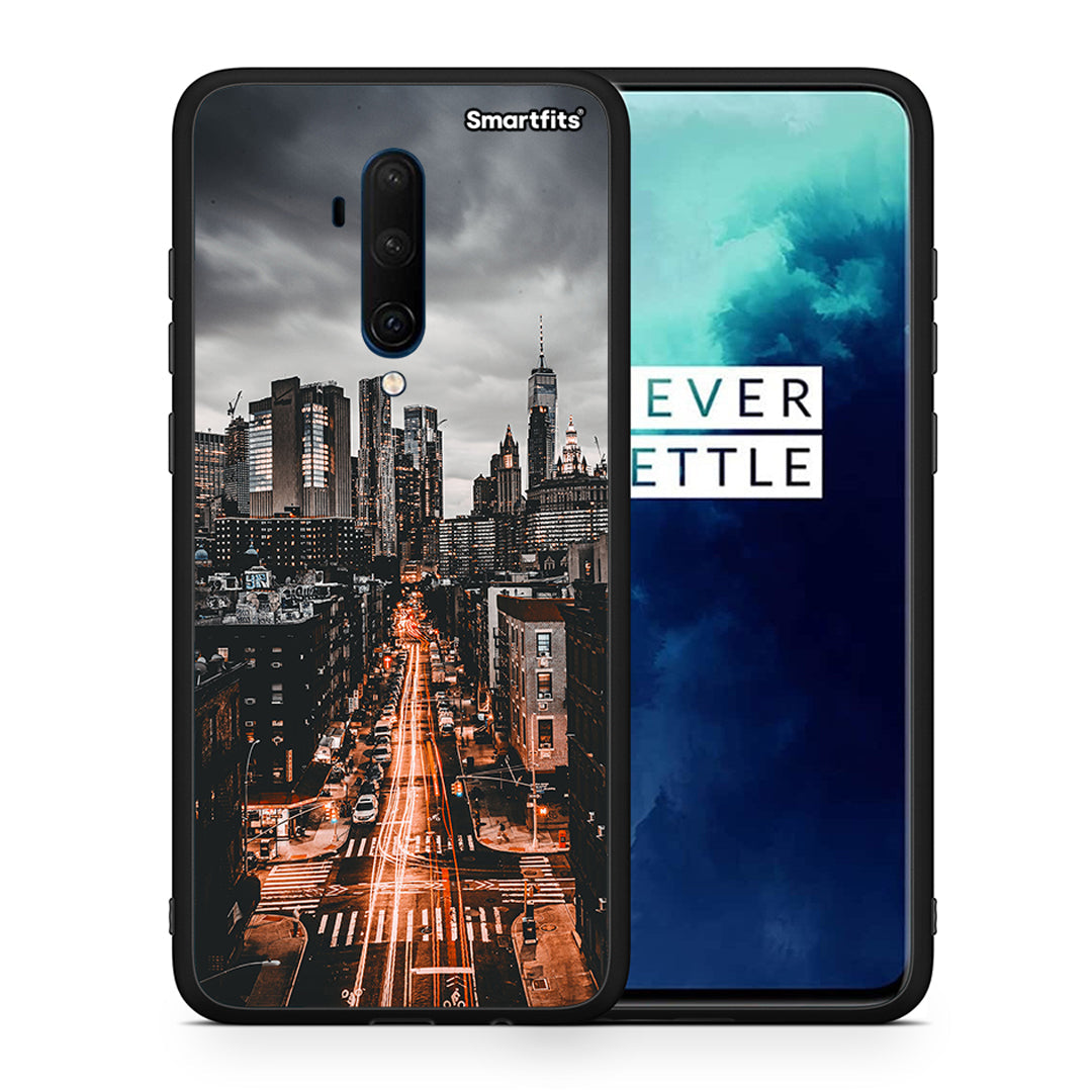 Θήκη OnePlus 7T Pro City Lights από τη Smartfits με σχέδιο στο πίσω μέρος και μαύρο περίβλημα | OnePlus 7T Pro City Lights case with colorful back and black bezels