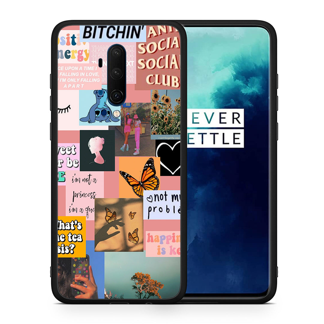 Θήκη Αγίου Βαλεντίνου OnePlus 7T Pro Collage Bitchin από τη Smartfits με σχέδιο στο πίσω μέρος και μαύρο περίβλημα | OnePlus 7T Pro Collage Bitchin case with colorful back and black bezels