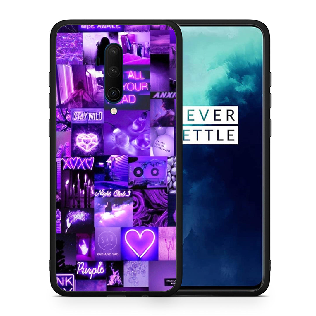 Θήκη Αγίου Βαλεντίνου OnePlus 7T Pro Collage Stay Wild από τη Smartfits με σχέδιο στο πίσω μέρος και μαύρο περίβλημα | OnePlus 7T Pro Collage Stay Wild case with colorful back and black bezels