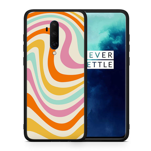 Θήκη OnePlus 7T Pro Colourful Waves από τη Smartfits με σχέδιο στο πίσω μέρος και μαύρο περίβλημα | OnePlus 7T Pro Colourful Waves case with colorful back and black bezels