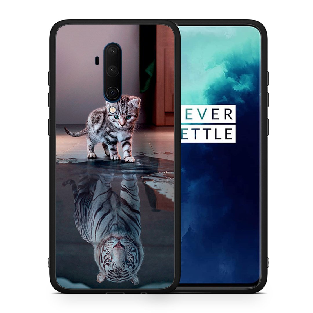 Θήκη OnePlus 7T Pro Tiger Cute από τη Smartfits με σχέδιο στο πίσω μέρος και μαύρο περίβλημα | OnePlus 7T Pro Tiger Cute case with colorful back and black bezels