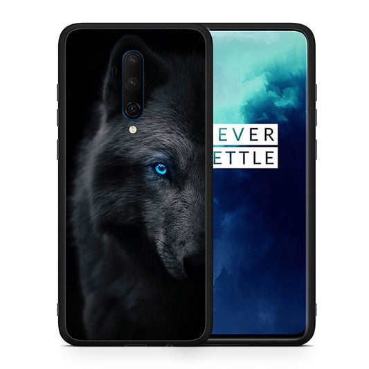 Θήκη OnePlus 7T Pro Dark Wolf από τη Smartfits με σχέδιο στο πίσω μέρος και μαύρο περίβλημα | OnePlus 7T Pro Dark Wolf case with colorful back and black bezels