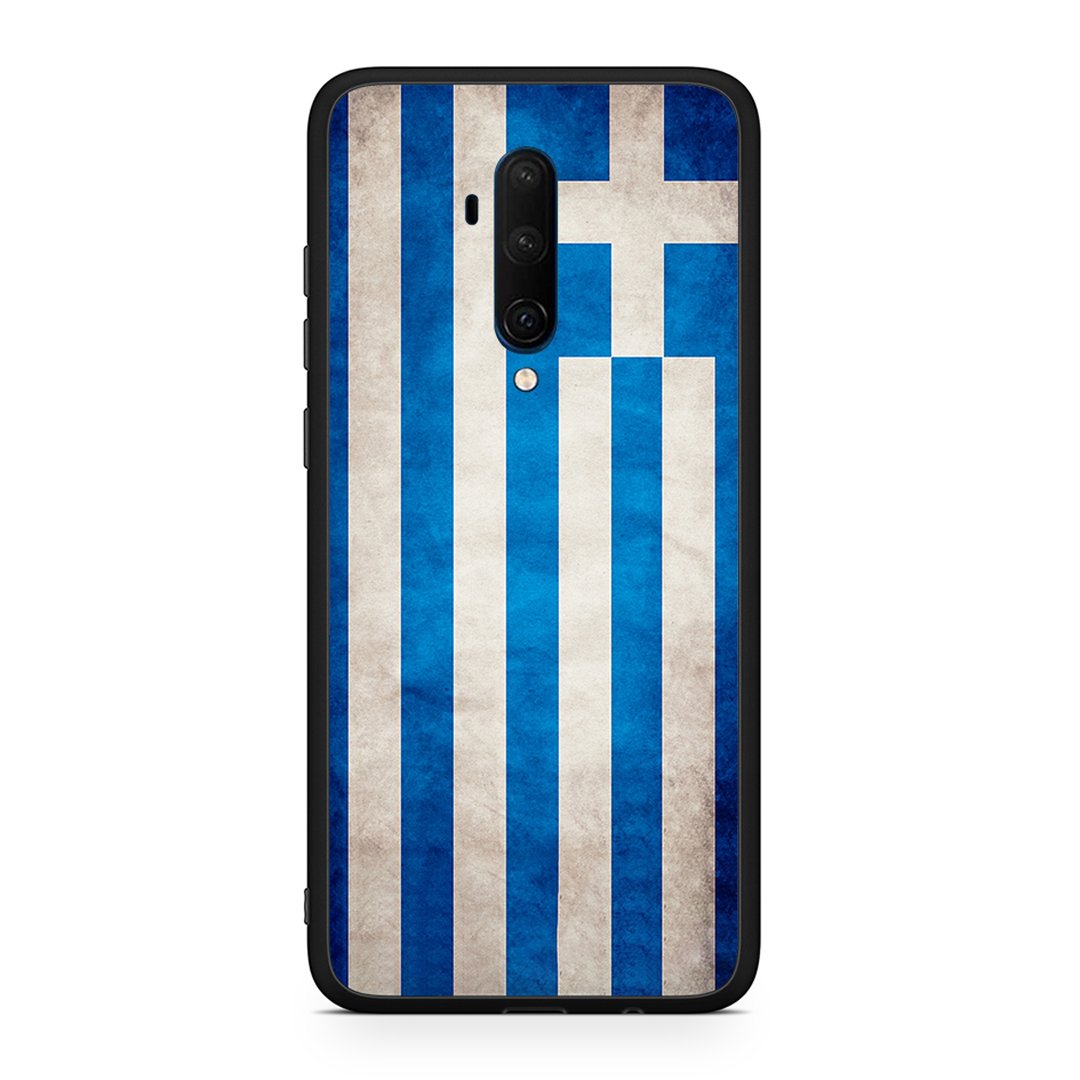OnePlus 7T Pro Greek Flag θήκη από τη Smartfits με σχέδιο στο πίσω μέρος και μαύρο περίβλημα | Smartphone case with colorful back and black bezels by Smartfits