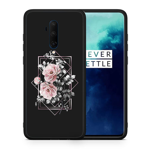 Θήκη OnePlus 7T Pro Frame Flower από τη Smartfits με σχέδιο στο πίσω μέρος και μαύρο περίβλημα | OnePlus 7T Pro Frame Flower case with colorful back and black bezels