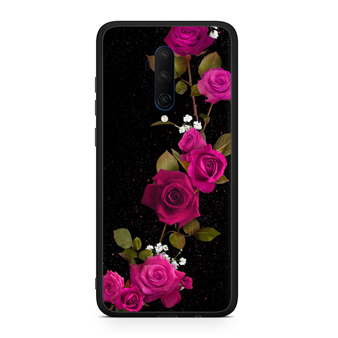 OnePlus 7T Pro Red Roses Flower θήκη από τη Smartfits με σχέδιο στο πίσω μέρος και μαύρο περίβλημα | Smartphone case with colorful back and black bezels by Smartfits