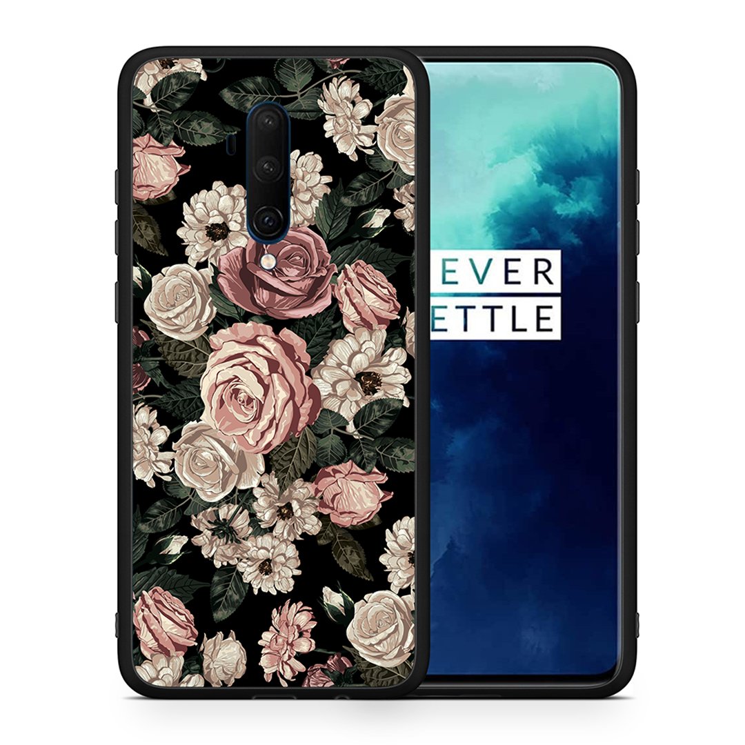Θήκη OnePlus 7T Pro Wild Roses Flower από τη Smartfits με σχέδιο στο πίσω μέρος και μαύρο περίβλημα | OnePlus 7T Pro Wild Roses Flower case with colorful back and black bezels
