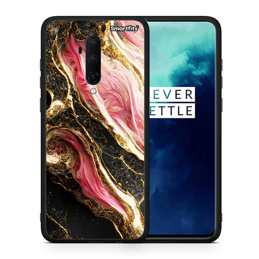Θήκη OnePlus 7T Pro Glamorous Pink Marble από τη Smartfits με σχέδιο στο πίσω μέρος και μαύρο περίβλημα | OnePlus 7T Pro Glamorous Pink Marble case with colorful back and black bezels