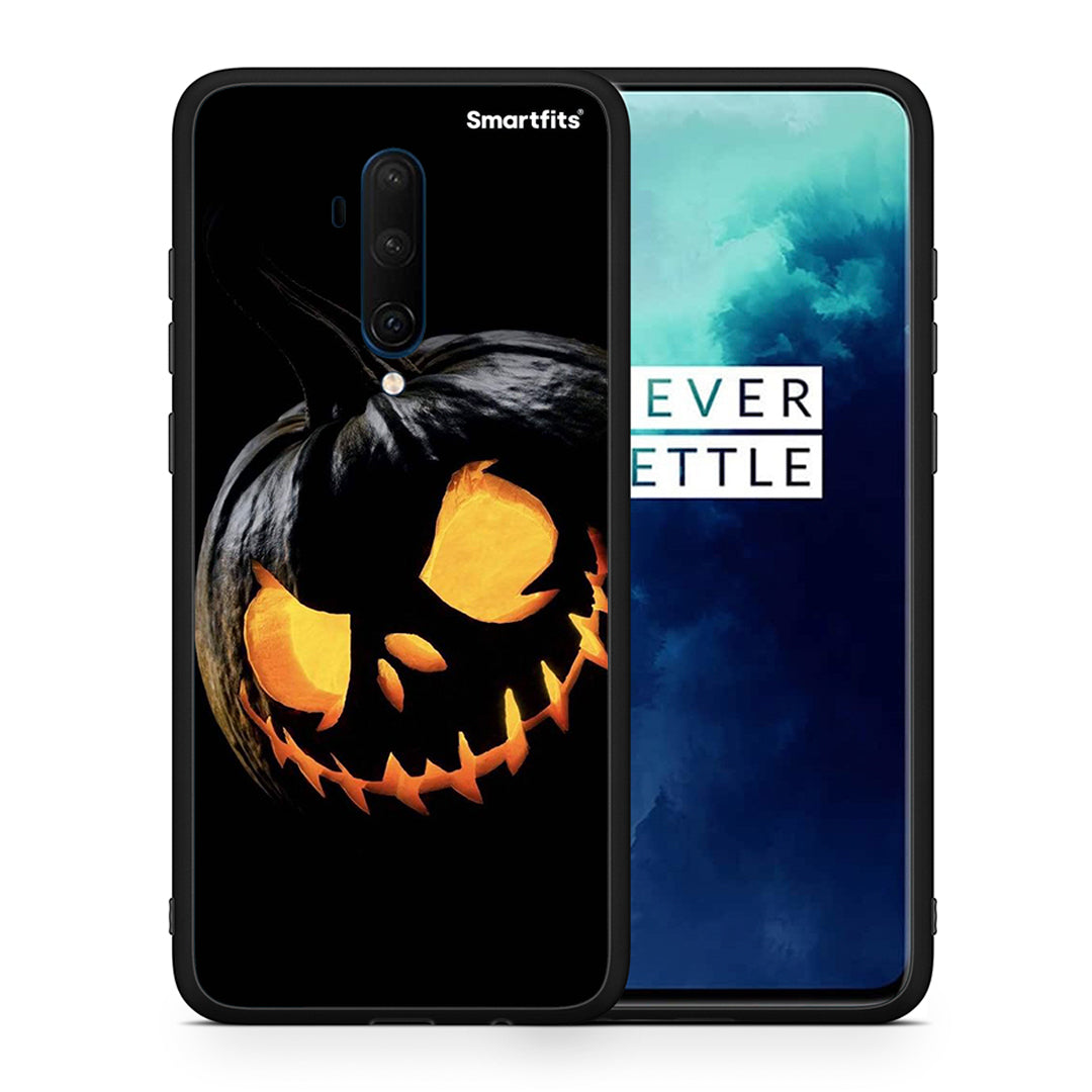 Θήκη OnePlus 7T Pro Halloween Scary Pumpkin από τη Smartfits με σχέδιο στο πίσω μέρος και μαύρο περίβλημα | OnePlus 7T Pro Halloween Scary Pumpkin case with colorful back and black bezels