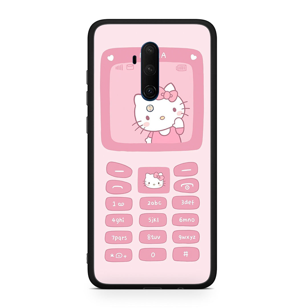 OnePlus 7T Pro Hello Kitten Θήκη Αγίου Βαλεντίνου από τη Smartfits με σχέδιο στο πίσω μέρος και μαύρο περίβλημα | Smartphone case with colorful back and black bezels by Smartfits