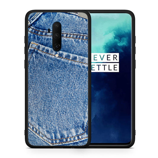 Θήκη OnePlus 7T Pro Jeans Pocket από τη Smartfits με σχέδιο στο πίσω μέρος και μαύρο περίβλημα | OnePlus 7T Pro Jeans Pocket case with colorful back and black bezels