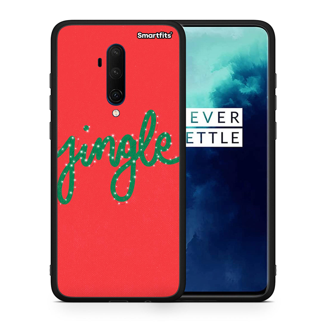 Θήκη OnePlus 7T Pro Jingle Xmas από τη Smartfits με σχέδιο στο πίσω μέρος και μαύρο περίβλημα | OnePlus 7T Pro Jingle Xmas case with colorful back and black bezels