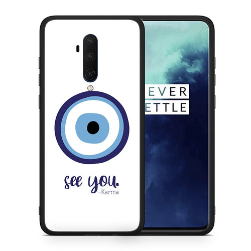 Θήκη OnePlus 7T Pro Karma Says από τη Smartfits με σχέδιο στο πίσω μέρος και μαύρο περίβλημα | OnePlus 7T Pro Karma Says case with colorful back and black bezels