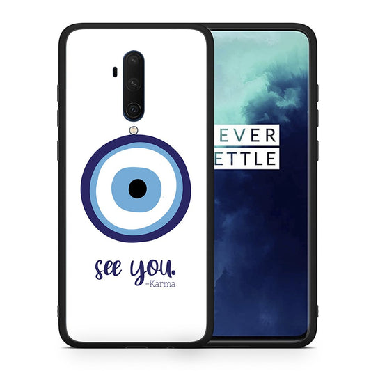 Θήκη OnePlus 7T Pro Karma Says από τη Smartfits με σχέδιο στο πίσω μέρος και μαύρο περίβλημα | OnePlus 7T Pro Karma Says case with colorful back and black bezels