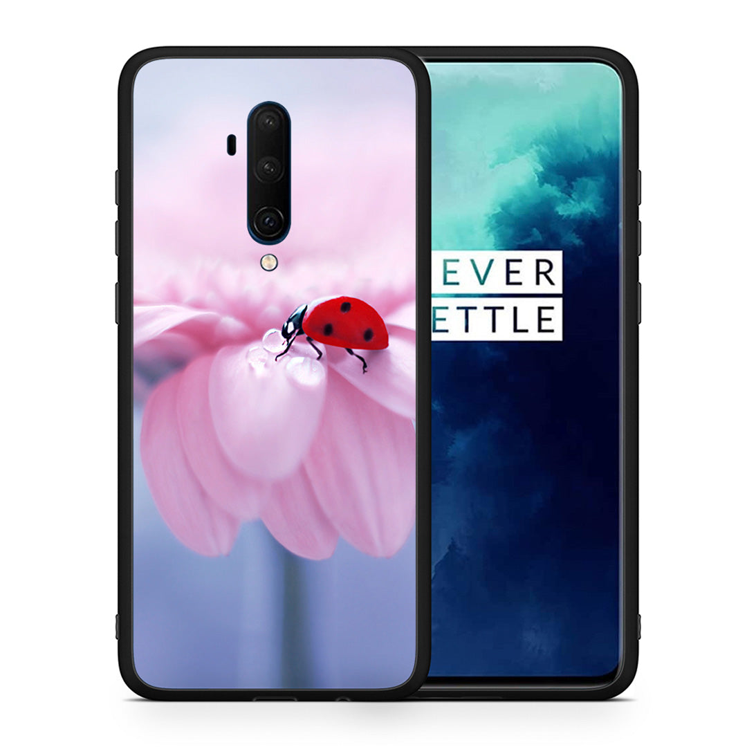 Θήκη OnePlus 7T Pro Ladybug Flower από τη Smartfits με σχέδιο στο πίσω μέρος και μαύρο περίβλημα | OnePlus 7T Pro Ladybug Flower case with colorful back and black bezels