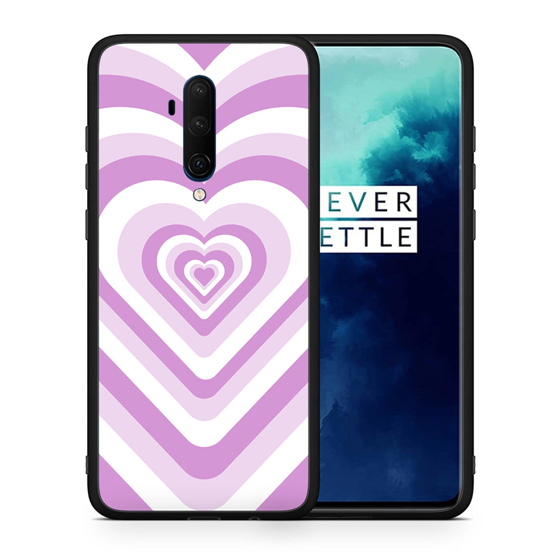 Θήκη OnePlus 7T Pro Lilac Hearts από τη Smartfits με σχέδιο στο πίσω μέρος και μαύρο περίβλημα | OnePlus 7T Pro Lilac Hearts case with colorful back and black bezels