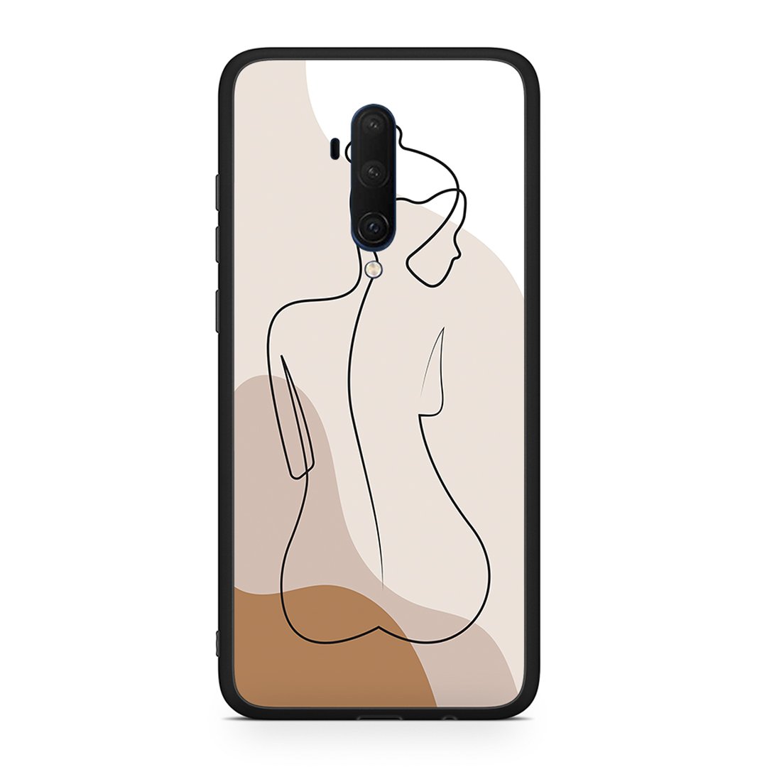 OnePlus 7T Pro LineArt Woman θήκη από τη Smartfits με σχέδιο στο πίσω μέρος και μαύρο περίβλημα | Smartphone case with colorful back and black bezels by Smartfits