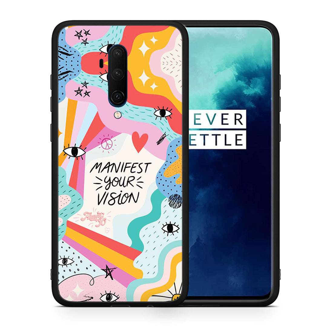 Θήκη OnePlus 7T Pro Manifest Your Vision από τη Smartfits με σχέδιο στο πίσω μέρος και μαύρο περίβλημα | OnePlus 7T Pro Manifest Your Vision case with colorful back and black bezels