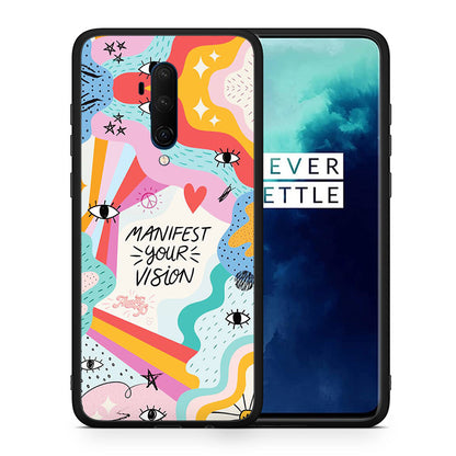 Θήκη OnePlus 7T Pro Manifest Your Vision από τη Smartfits με σχέδιο στο πίσω μέρος και μαύρο περίβλημα | OnePlus 7T Pro Manifest Your Vision case with colorful back and black bezels