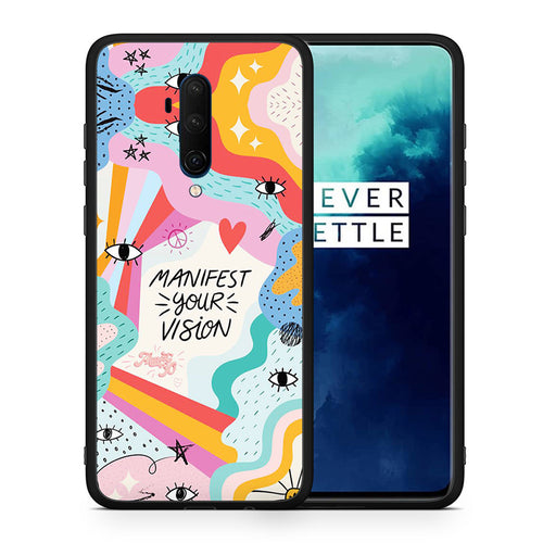 Θήκη OnePlus 7T Pro Manifest Your Vision από τη Smartfits με σχέδιο στο πίσω μέρος και μαύρο περίβλημα | OnePlus 7T Pro Manifest Your Vision case with colorful back and black bezels