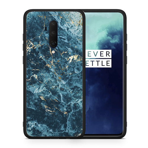 Θήκη OnePlus 7T Pro Marble Blue από τη Smartfits με σχέδιο στο πίσω μέρος και μαύρο περίβλημα | OnePlus 7T Pro Marble Blue case with colorful back and black bezels