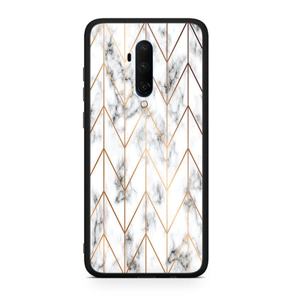 OnePlus 7T Pro Gold Geometric Marble θήκη από τη Smartfits με σχέδιο στο πίσω μέρος και μαύρο περίβλημα | Smartphone case with colorful back and black bezels by Smartfits