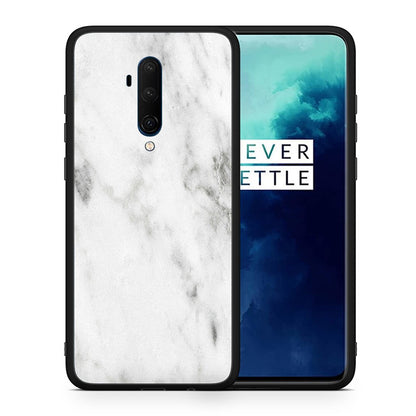 Θήκη OnePlus 7T Pro White Marble από τη Smartfits με σχέδιο στο πίσω μέρος και μαύρο περίβλημα | OnePlus 7T Pro White Marble case with colorful back and black bezels