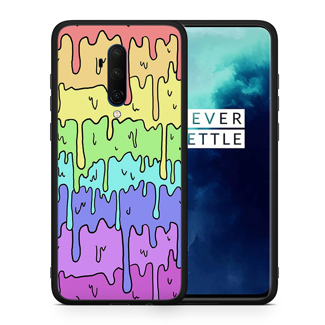 Θήκη OnePlus 7T Pro Melting Rainbow από τη Smartfits με σχέδιο στο πίσω μέρος και μαύρο περίβλημα | OnePlus 7T Pro Melting Rainbow case with colorful back and black bezels