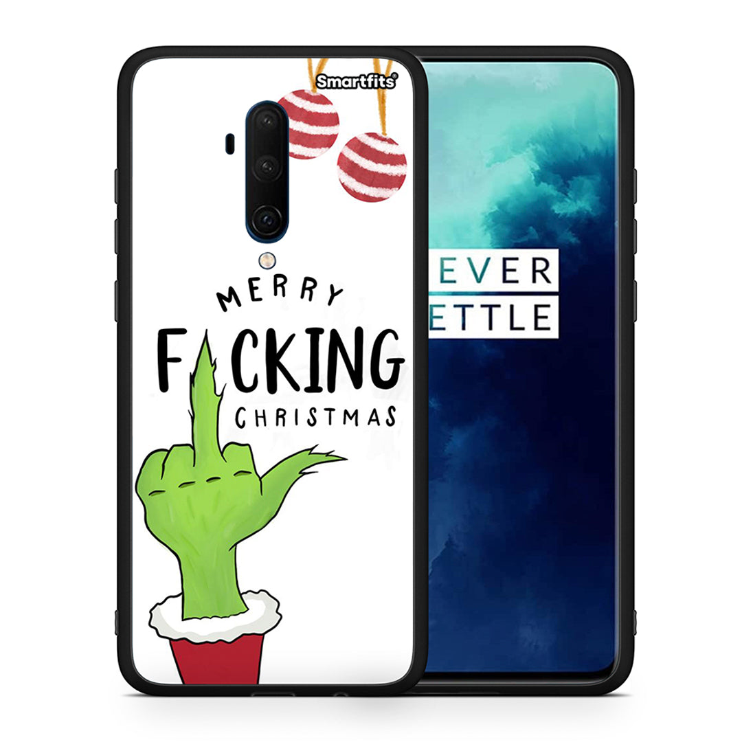 Θήκη OnePlus 7T Pro Merry F Xmas από τη Smartfits με σχέδιο στο πίσω μέρος και μαύρο περίβλημα | OnePlus 7T Pro Merry F Xmas case with colorful back and black bezels