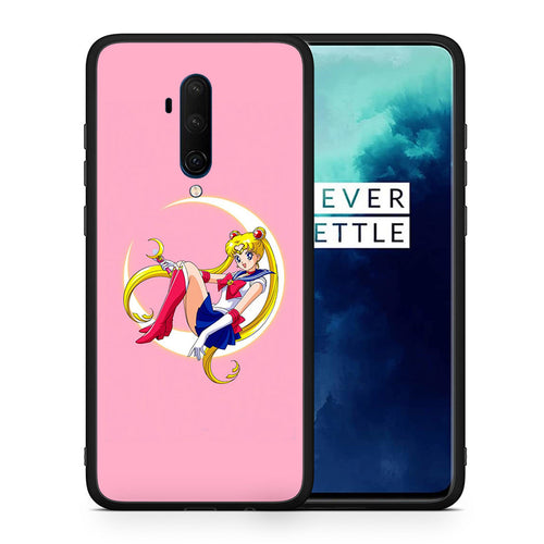 Θήκη OnePlus 7T Pro Moon Girl από τη Smartfits με σχέδιο στο πίσω μέρος και μαύρο περίβλημα | OnePlus 7T Pro Moon Girl case with colorful back and black bezels