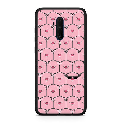 OnePlus 7T Pro Pig Glasses θήκη από τη Smartfits με σχέδιο στο πίσω μέρος και μαύρο περίβλημα | Smartphone case with colorful back and black bezels by Smartfits