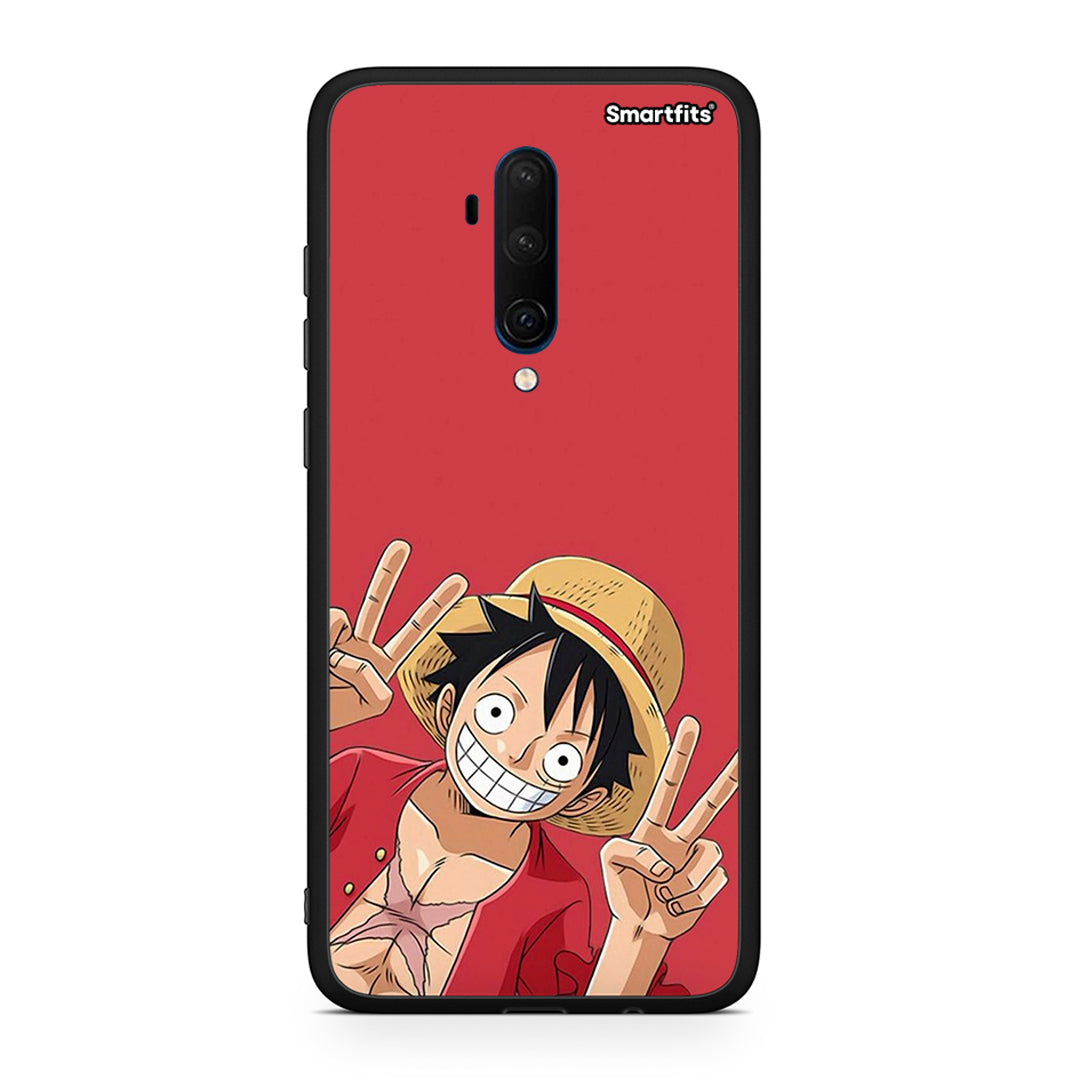 OnePlus 7T Pro Pirate Luffy Θήκη από τη Smartfits με σχέδιο στο πίσω μέρος και μαύρο περίβλημα | Smartphone case with colorful back and black bezels by Smartfits