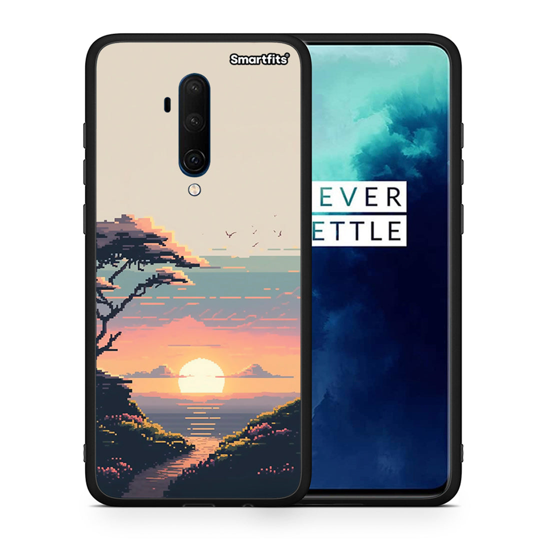 Θήκη OnePlus 7T Pro Pixel Sunset από τη Smartfits με σχέδιο στο πίσω μέρος και μαύρο περίβλημα | OnePlus 7T Pro Pixel Sunset case with colorful back and black bezels