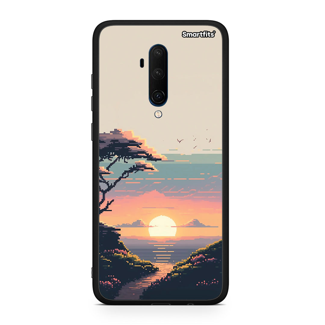 OnePlus 7T Pro Pixel Sunset Θήκη από τη Smartfits με σχέδιο στο πίσω μέρος και μαύρο περίβλημα | Smartphone case with colorful back and black bezels by Smartfits