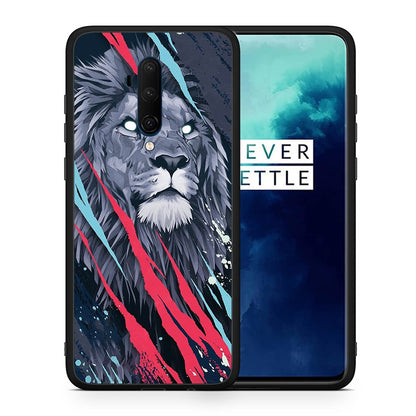 Θήκη OnePlus 7T Pro Lion Designer PopArt από τη Smartfits με σχέδιο στο πίσω μέρος και μαύρο περίβλημα | OnePlus 7T Pro Lion Designer PopArt case with colorful back and black bezels