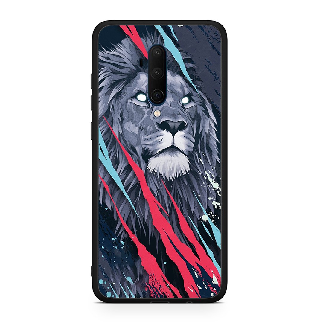 OnePlus 7T Pro Lion Designer PopArt θήκη από τη Smartfits με σχέδιο στο πίσω μέρος και μαύρο περίβλημα | Smartphone case with colorful back and black bezels by Smartfits