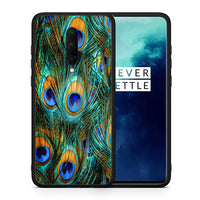 Thumbnail for Θήκη OnePlus 7T Pro Real Peacock Feathers από τη Smartfits με σχέδιο στο πίσω μέρος και μαύρο περίβλημα | OnePlus 7T Pro Real Peacock Feathers case with colorful back and black bezels