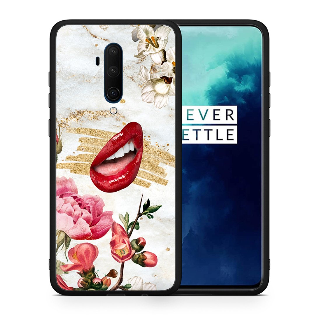 Θήκη OnePlus 7T Pro Red Lips από τη Smartfits με σχέδιο στο πίσω μέρος και μαύρο περίβλημα | OnePlus 7T Pro Red Lips case with colorful back and black bezels