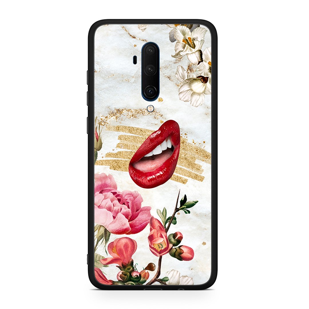 OnePlus 7T Pro Red Lips θήκη από τη Smartfits με σχέδιο στο πίσω μέρος και μαύρο περίβλημα | Smartphone case with colorful back and black bezels by Smartfits