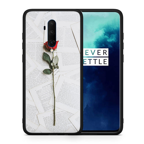 Θήκη OnePlus 7T Pro Red Rose από τη Smartfits με σχέδιο στο πίσω μέρος και μαύρο περίβλημα | OnePlus 7T Pro Red Rose case with colorful back and black bezels